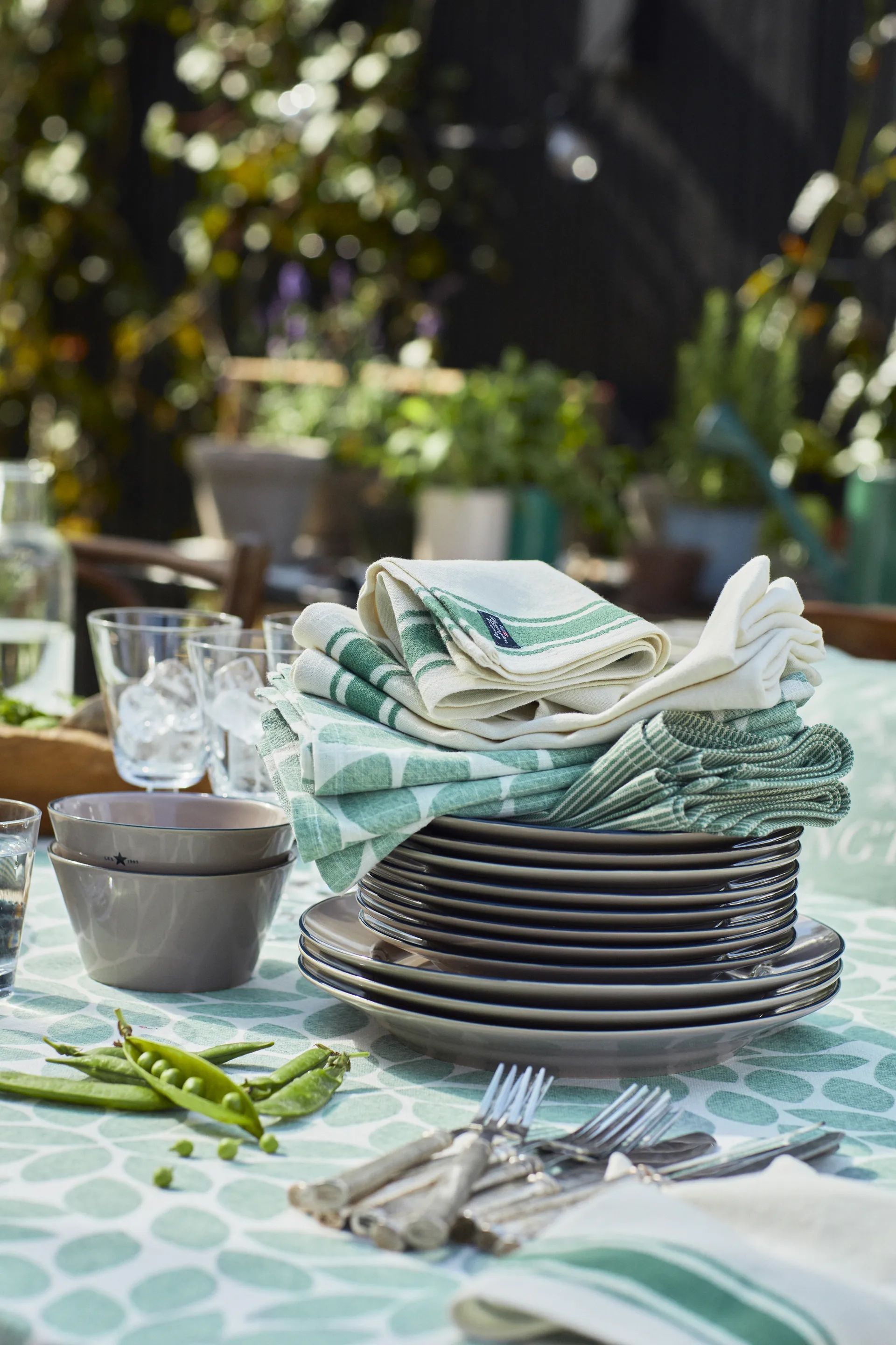 Side Stripes fabric napkin 50x50 cm, Green Lexington