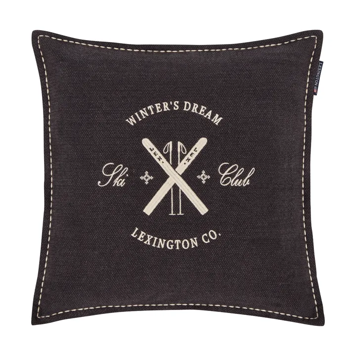 Ski Club organic cotton cushion cover - Navy-Light beige, 50x50 cm - Lexington