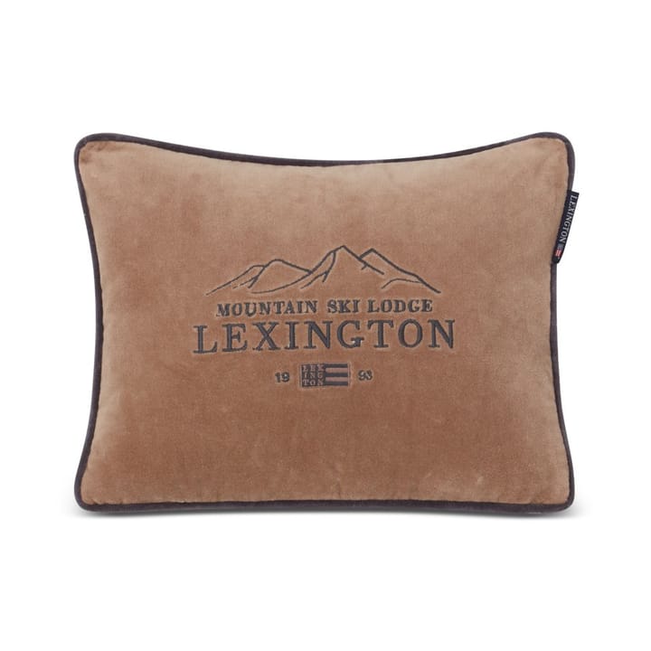 Ski Lodge Organic Cotton Velvet cushion 30x40 cm - Beige-dark grey - Lexington