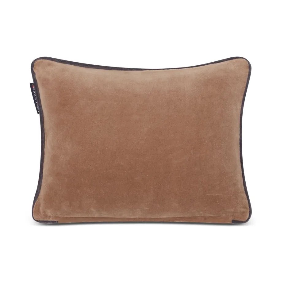 Ski Lodge Organic Cotton Velvet cushion 30x40 cm, Beige-dark grey Lexington