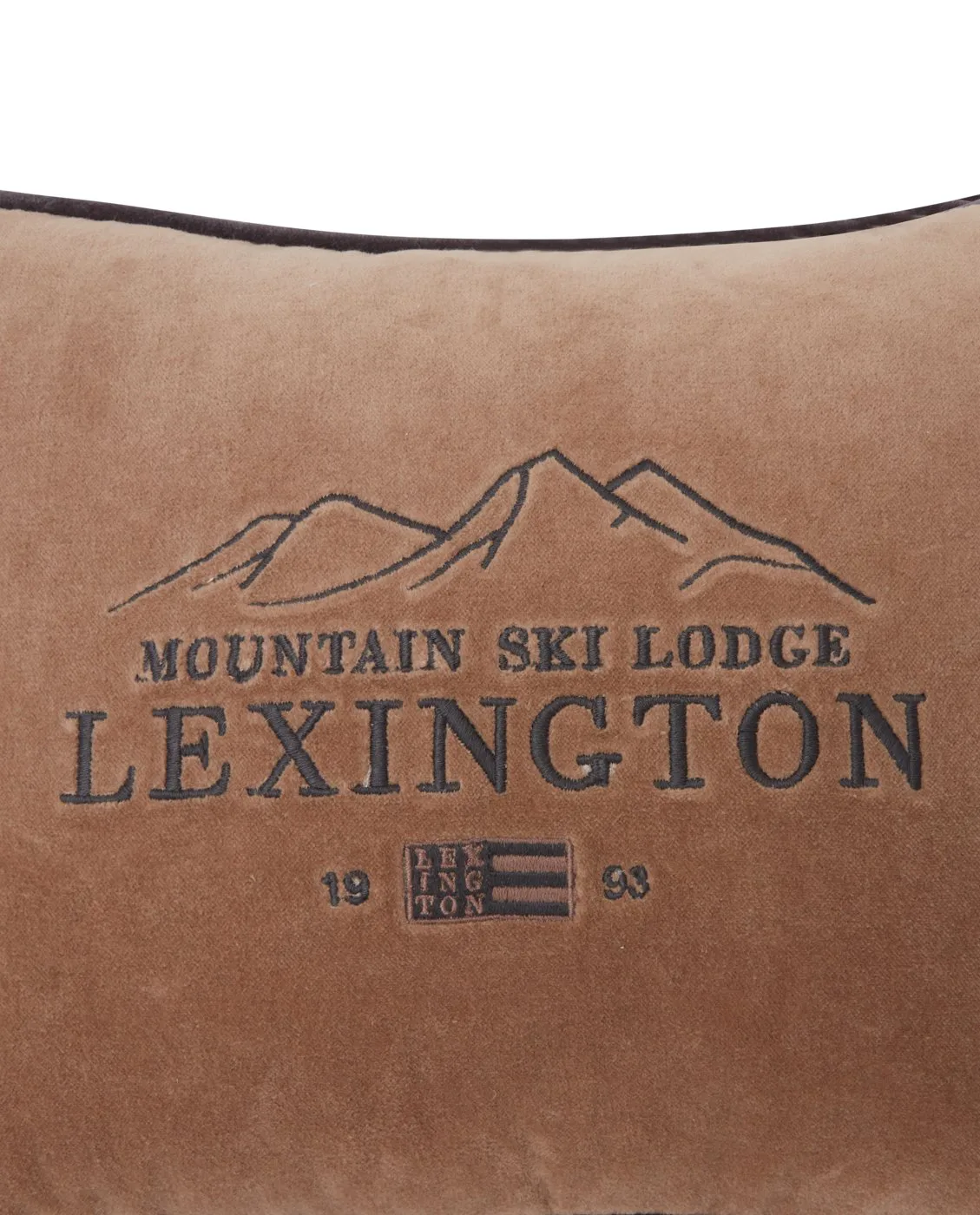 Ski Lodge Organic Cotton Velvet cushion 30x40 cm, Beige-dark grey Lexington