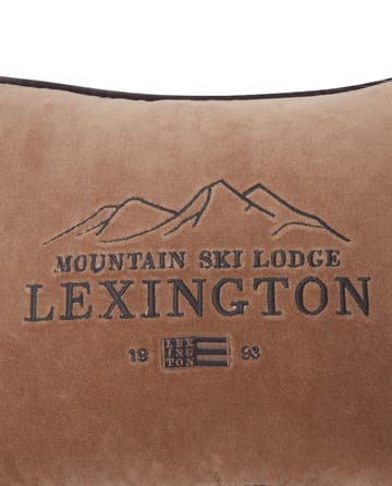 Ski Lodge Organic Cotton Velvet cushion 30x40 cm - Beige-dark grey - Lexington