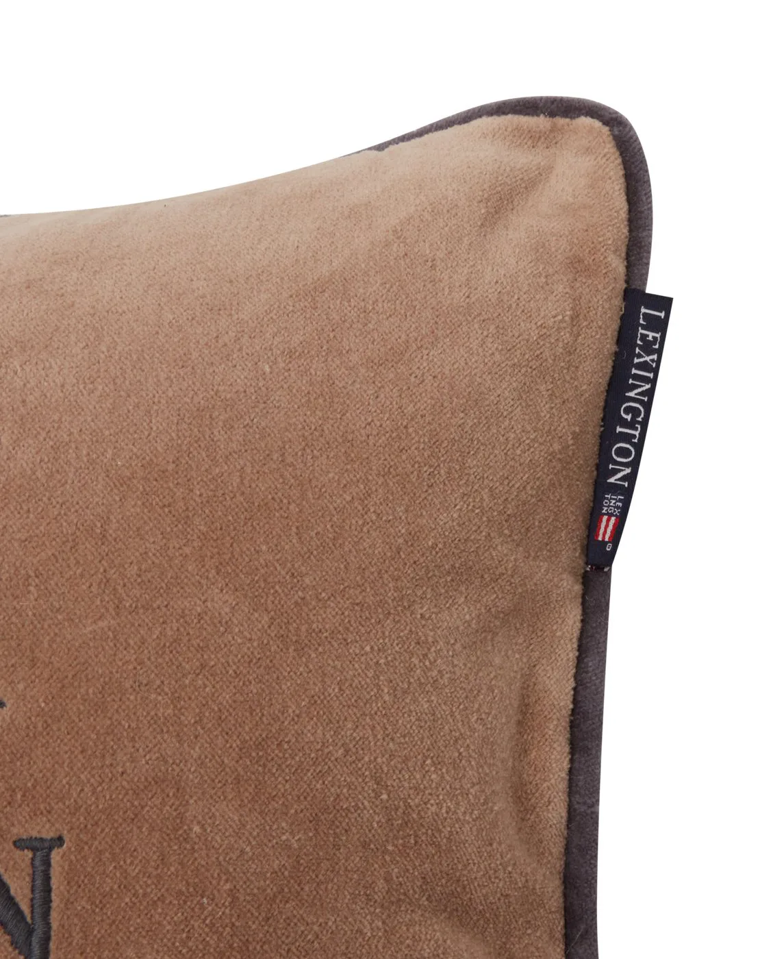 Ski Lodge Organic Cotton Velvet cushion 30x40 cm, Beige-dark grey Lexington