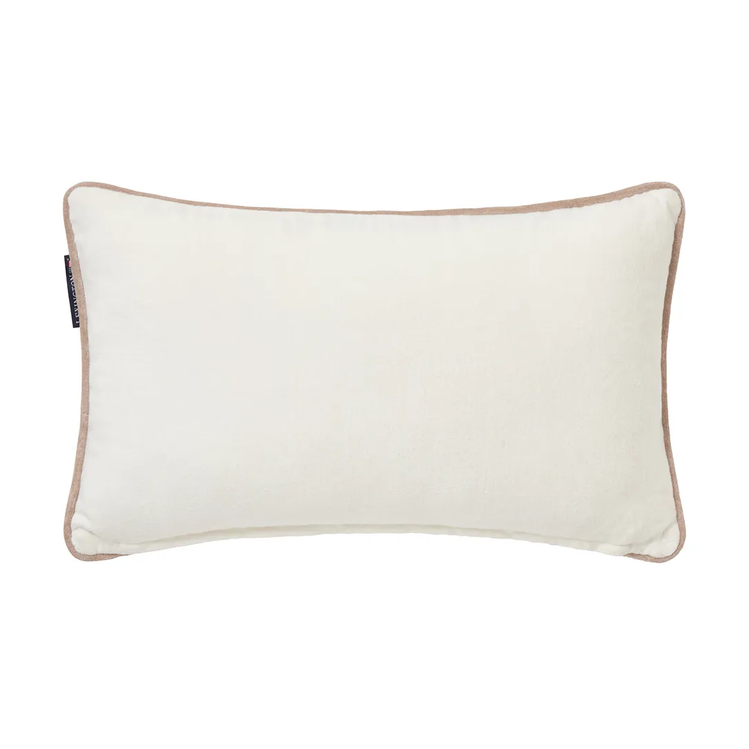 Ski resort organic cotton twill cushion 30x50 cm, White-Dark blue Lexington