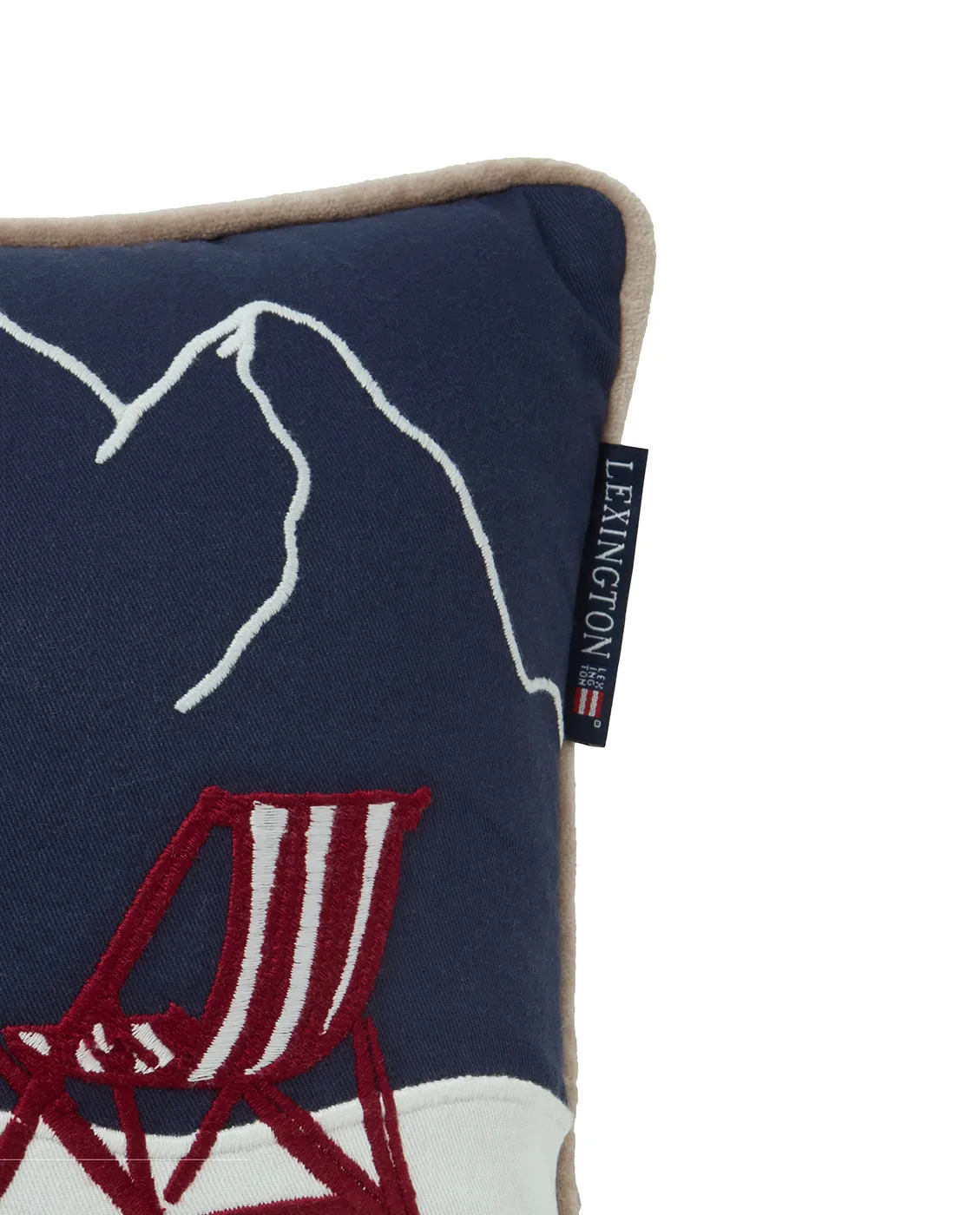 Ski resort organic cotton twill cushion 30x50 cm, White-Dark blue Lexington