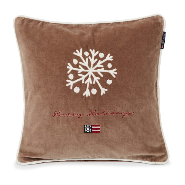 Snowflake Cotton Velvet pillowcase 50x50 cm - Mid brown-white - Lexington