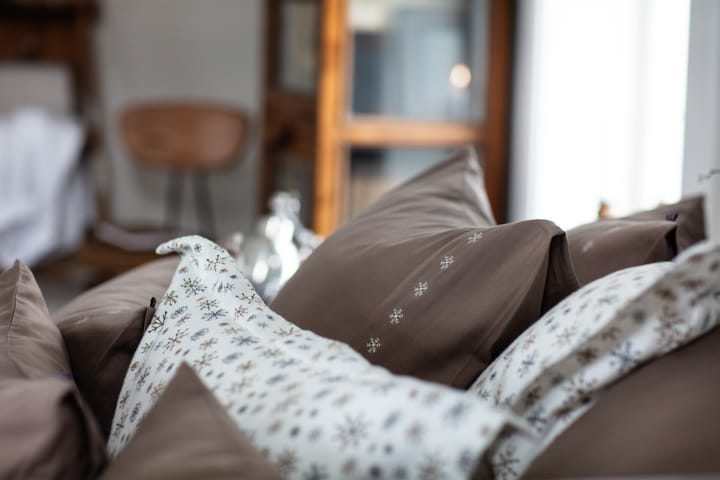 Snowflake Printed Flannel pillowcase 65x65 cm - White-beige-gray - Lexington