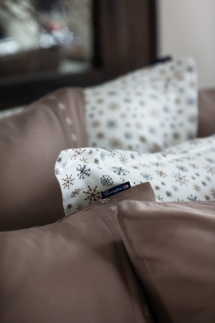 Snowflake Printed Flannel pillowcase 65x65 cm - White-beige-gray - Lexington