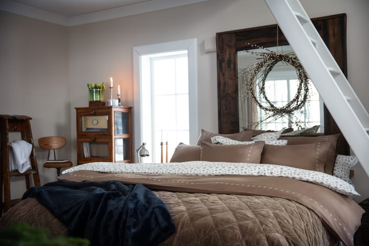 Snowflake Printed Flannel pillowcase 65x65 cm - White-beige-gray - Lexington