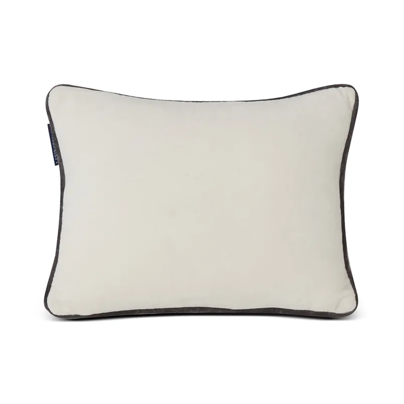 Snowmen Embroidered Cotton Velvet cushion 30x40 cm, Snow white-dark grey Lexington