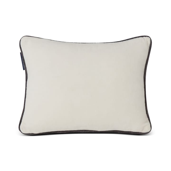 Snowmen Embroidered Cotton Velvet cushion 30x40 cm - Snow white-dark grey - Lexington