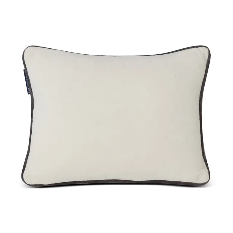 Snowmen Embroidered Cotton Velvet cushion 30x40 cm, White Lexington