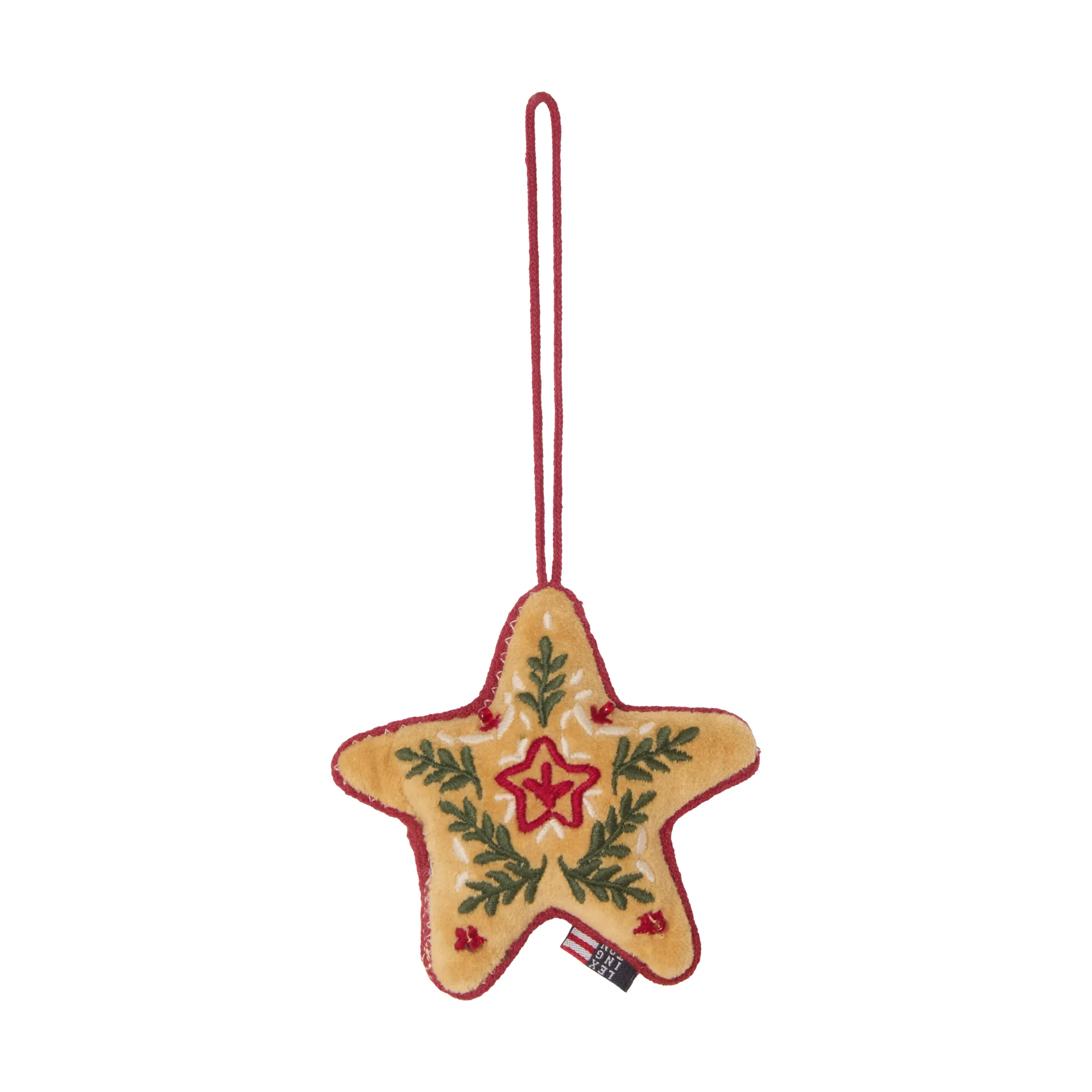 Star organic cotton velvet Christmas hanging ornament, Multi, 10x11x3 cm Lexington