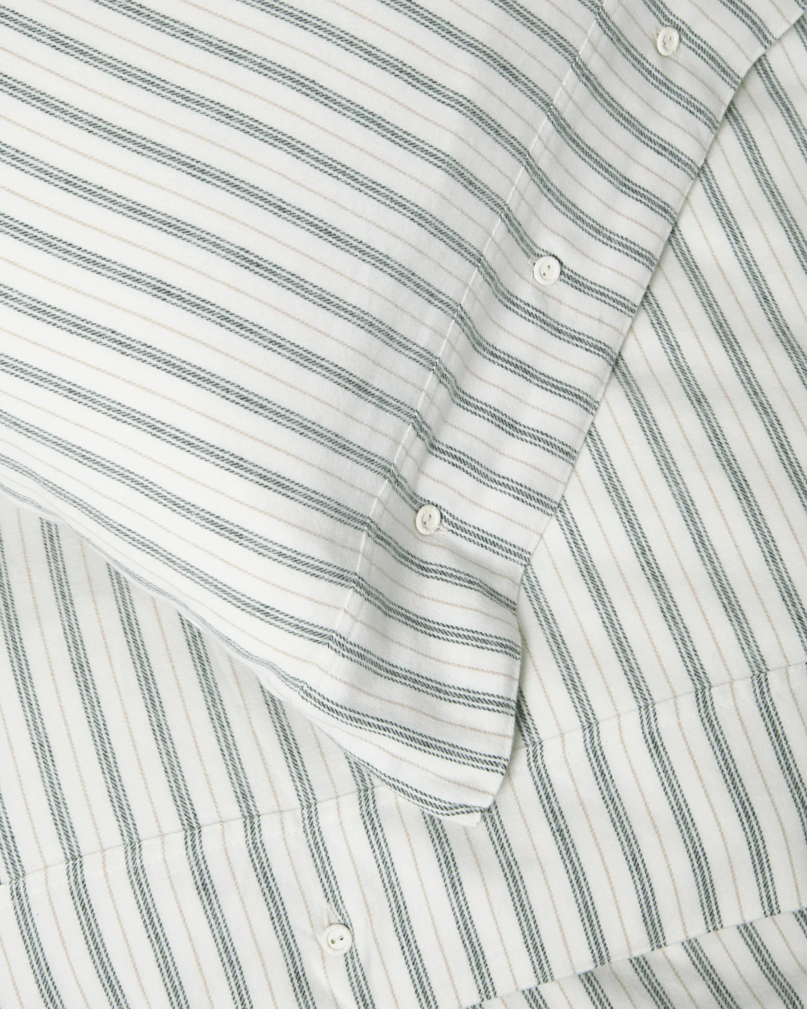 Stripe cotton flannel bed set, White-green-beige, 2 pcs 50x60 cm/1 pc 220x220 cm Lexington