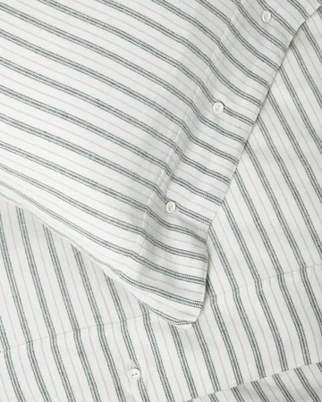 Stripe cotton flannel bed set - White-green-beige, 50x60 cm/150x210 cm - Lexington