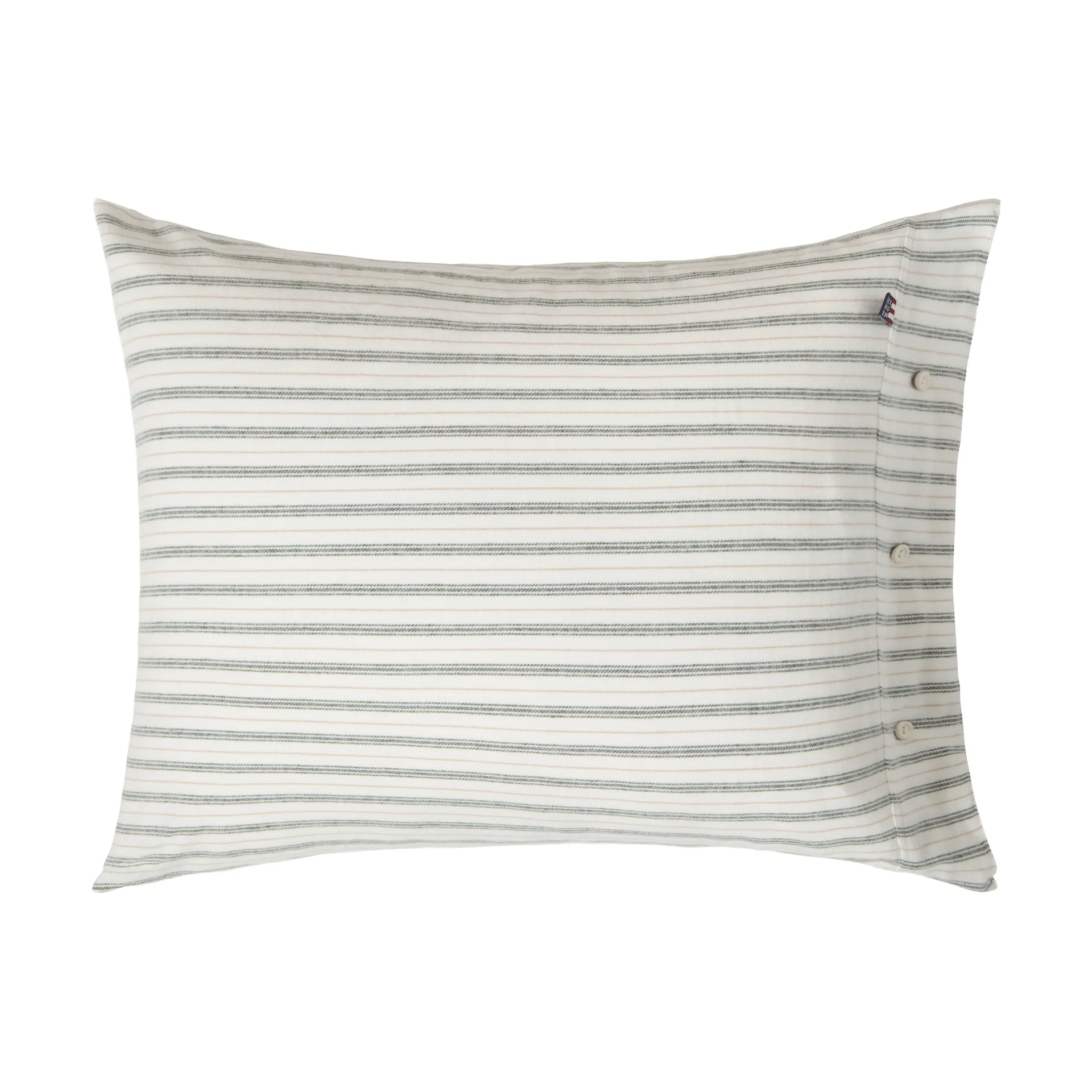 Stripe cotton flannel pillowcase, White-green-beige, 50x60 cm Lexington