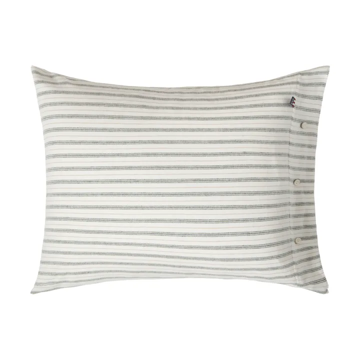 Stripe cotton flannel pillowcase - White-green-beige, 50x60 cm - Lexington