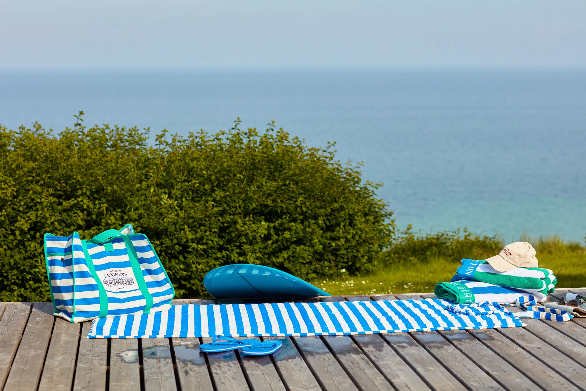 Striped beach mat 190x70 cm, Blue-white Lexington
