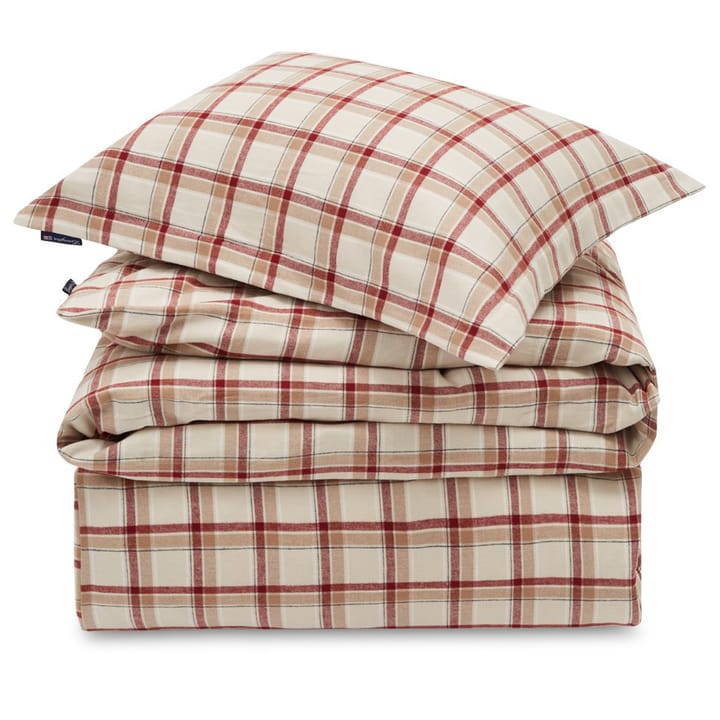 Striped Cotton Flannel bed-set - beige-red - Lexington