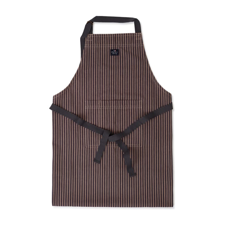 Striped Cotton Herringbone apron 80x150 cm - Beige-dark gray - Lexington