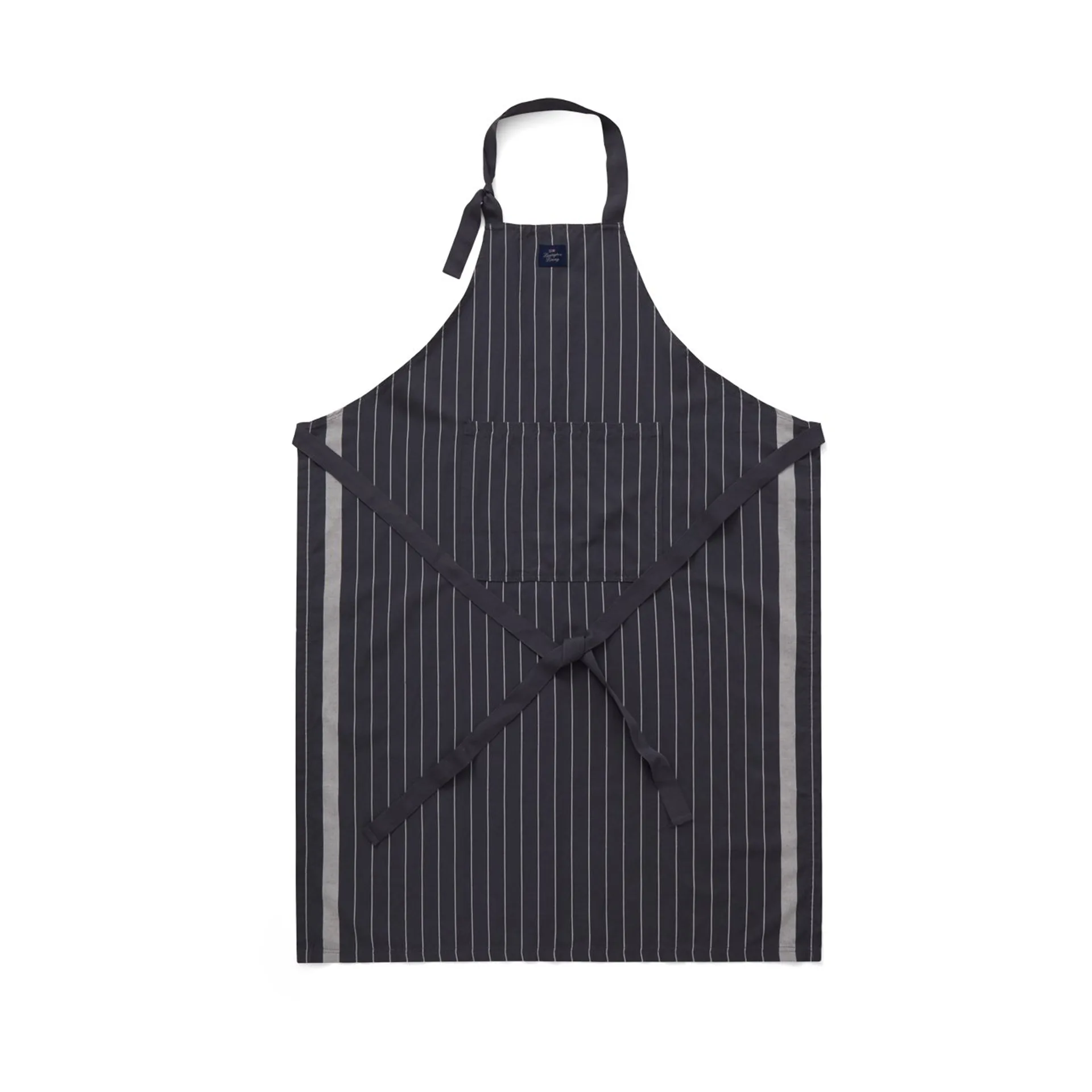 Striped Cotton Linen apron, Dark grey-white Lexington
