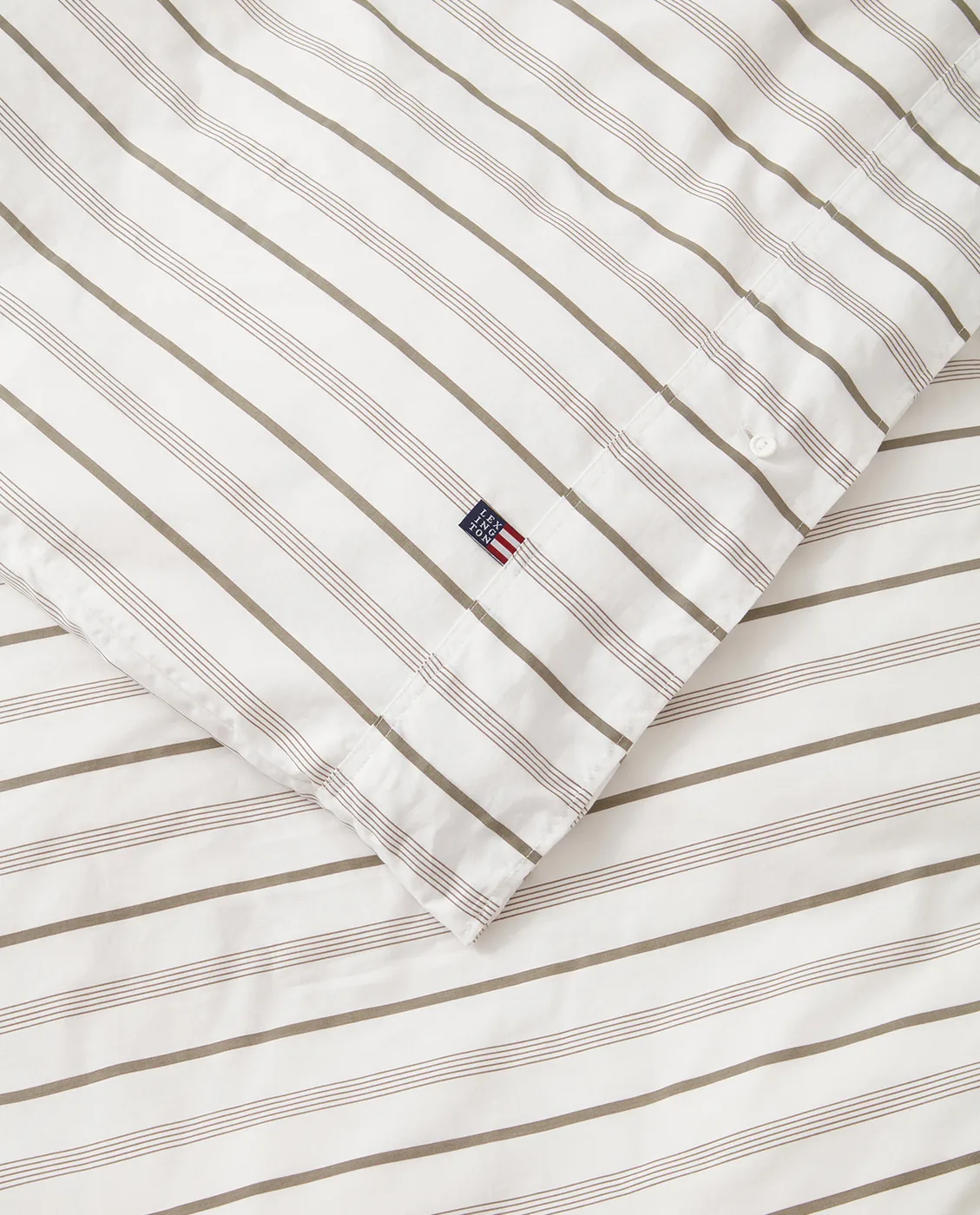 Striped Cotton Poplin bedding set 220x220 cm, White Lexington