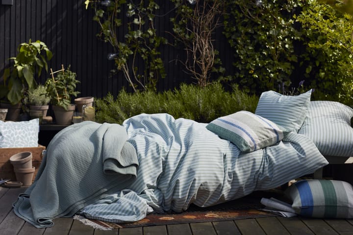 Striped cotton Poplin duvet cover 150x210 cm, Green Lexington