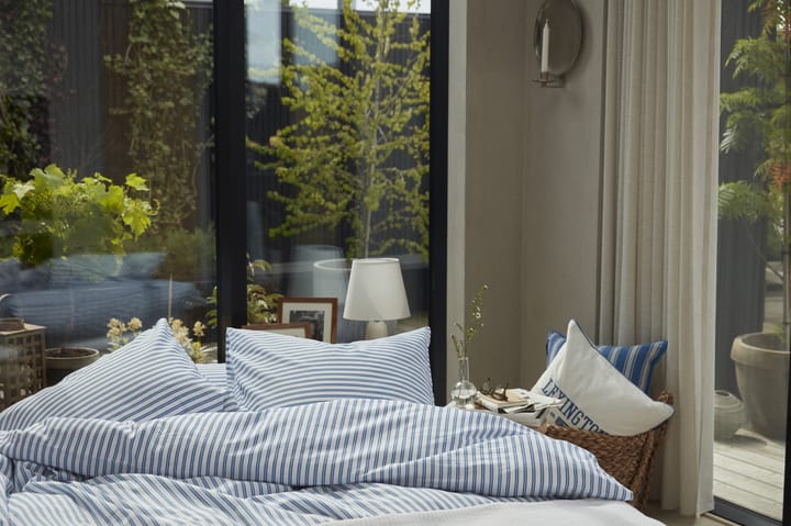Striped Cotton Poplin pillowcase 50x60 cm, Blue Lexington
