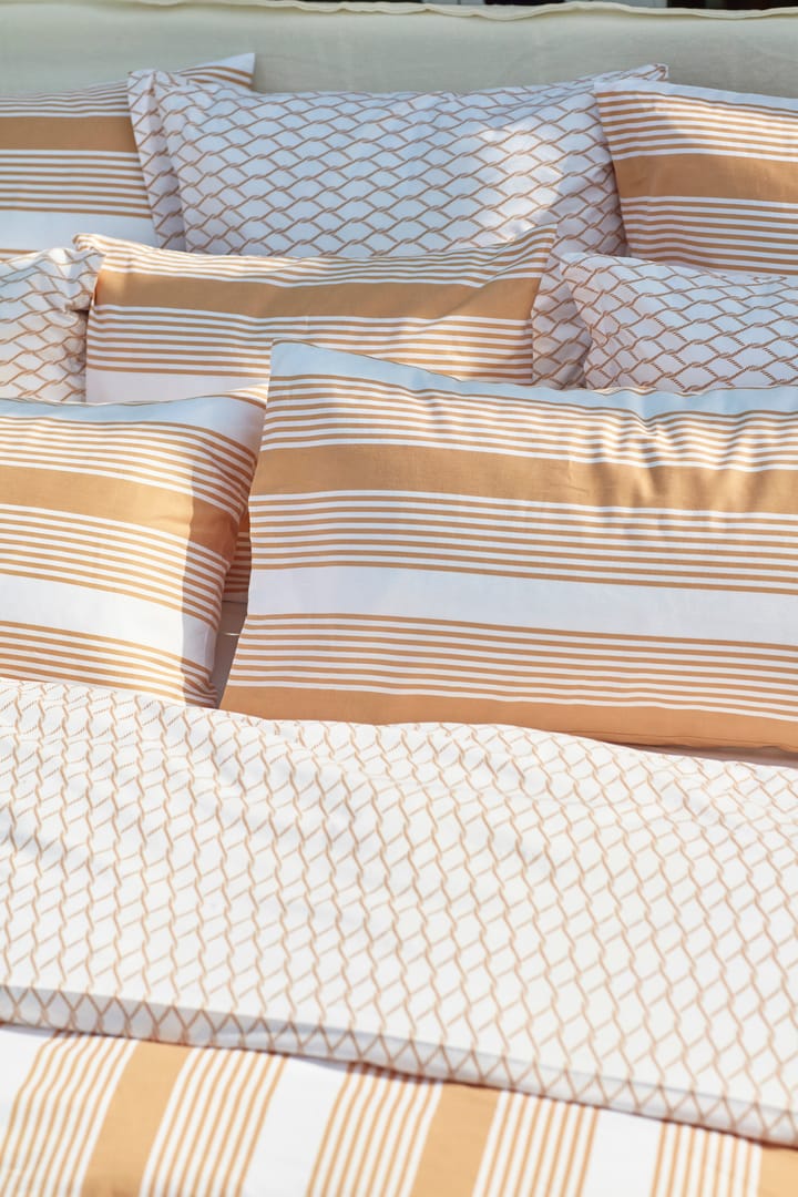 Striped Cotton Sateen bed set 150x210 cm - Beige-white - Lexington