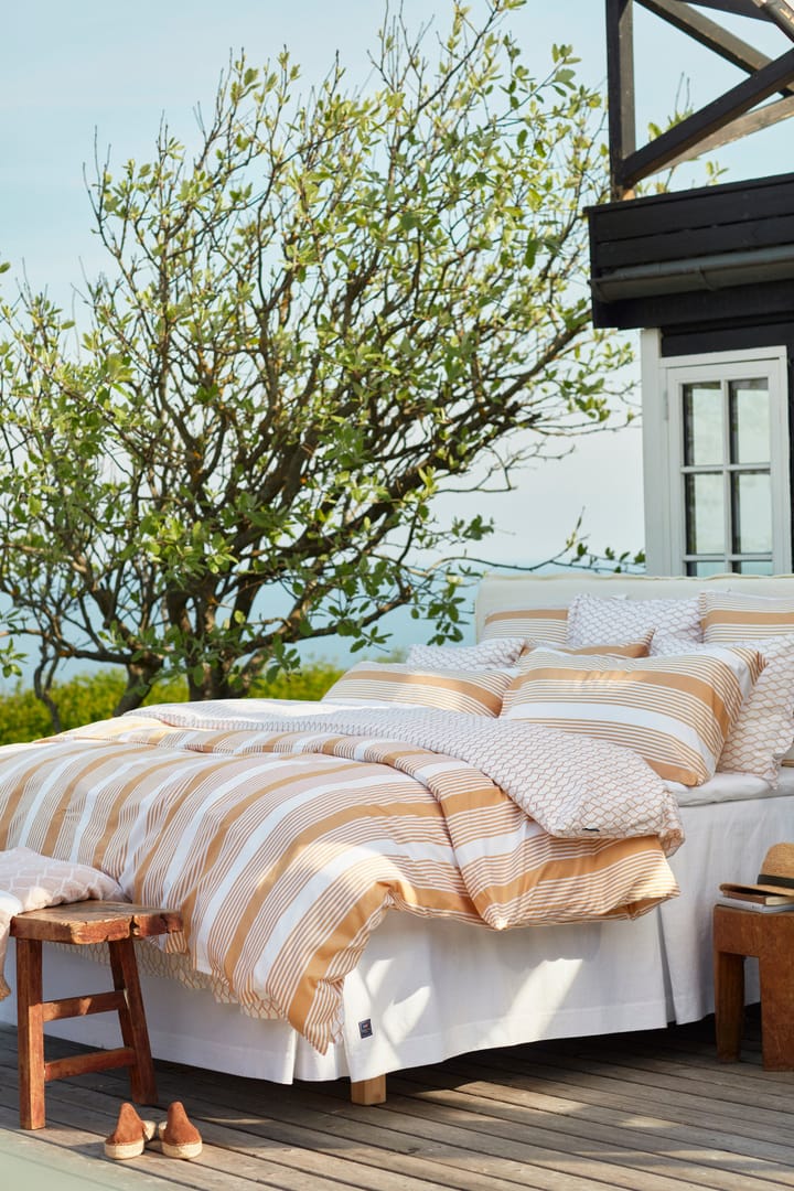 Striped Cotton Sateen bed set 150x210 cm, Beige-white Lexington