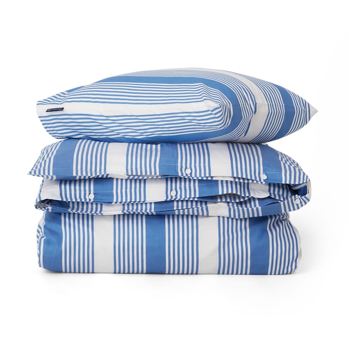 Striped Cotton Sateen bed set 150x210 cm - Blue-white - Lexington