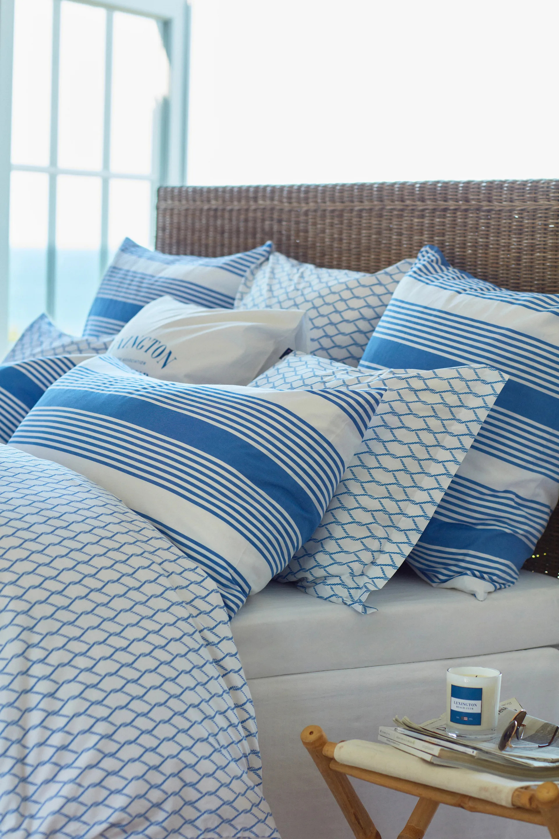 Striped Cotton Sateen bed set 150x210 cm, Blue-white Lexington
