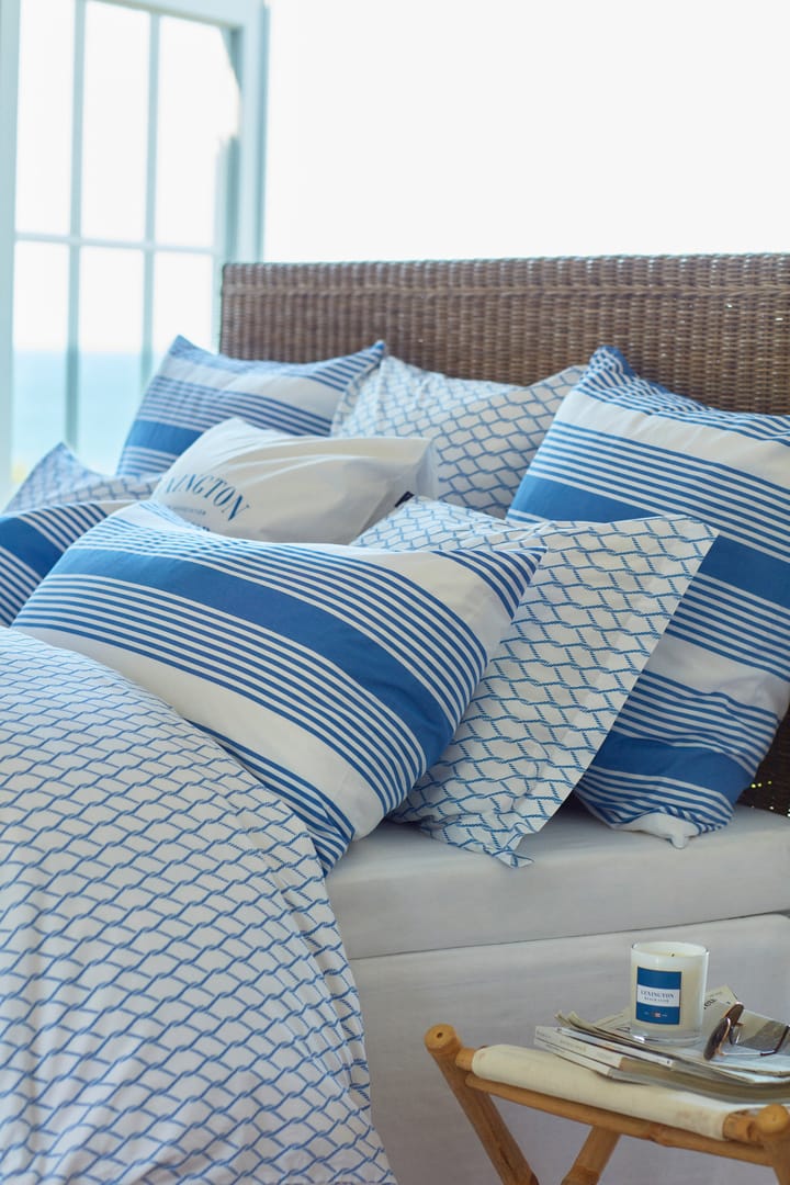 Striped Cotton Sateen bed set 150x210 cm - Blue-white - Lexington