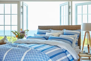 Striped Cotton Sateen bed set 150x210 cm - Blue-white - Lexington