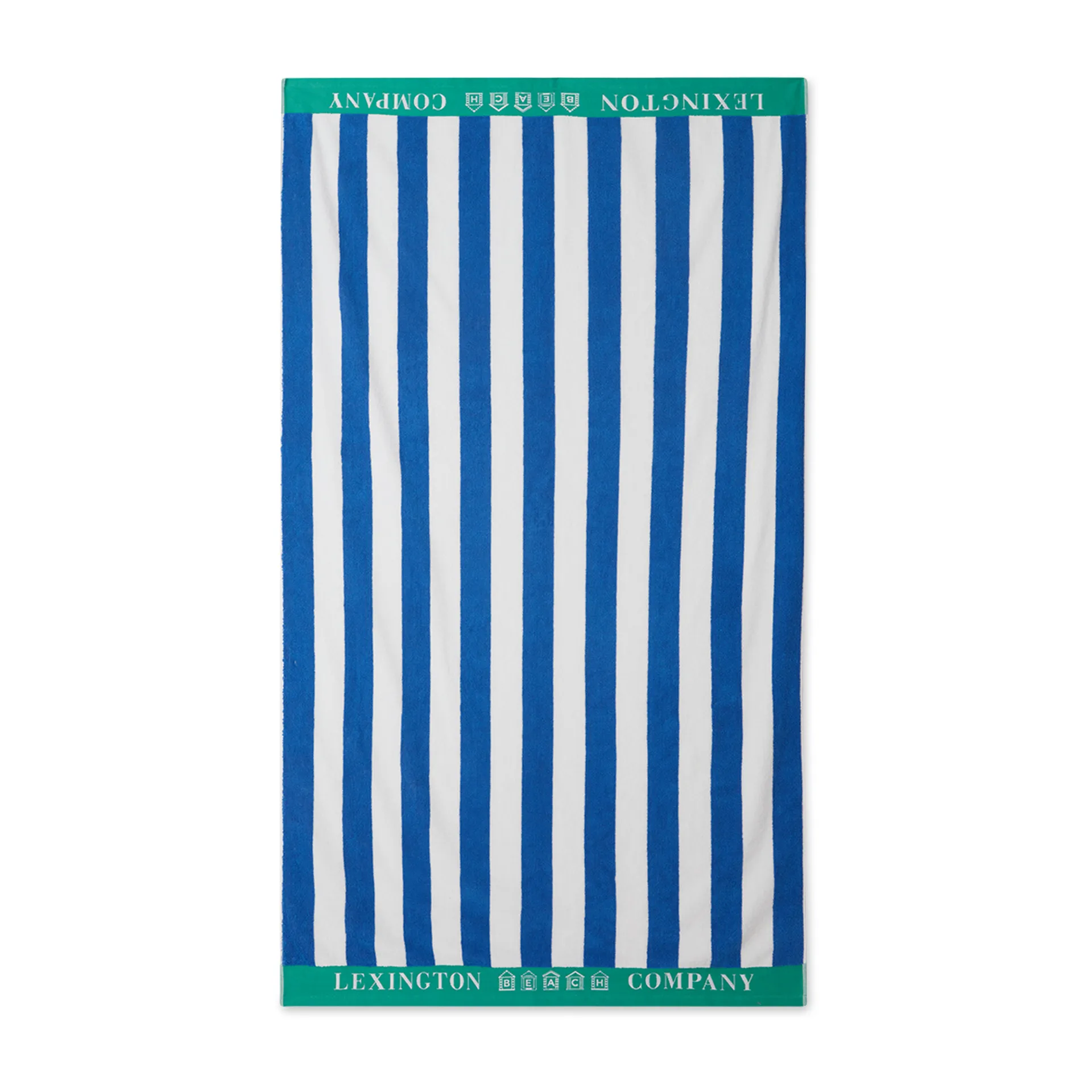 Striped Cotton Terry beach towel 100x180 cm, Blue-white-green Lexington