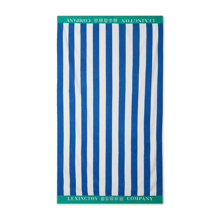 Striped Cotton Terry beach towel 100x180 cm, Blue-white-green Lexington