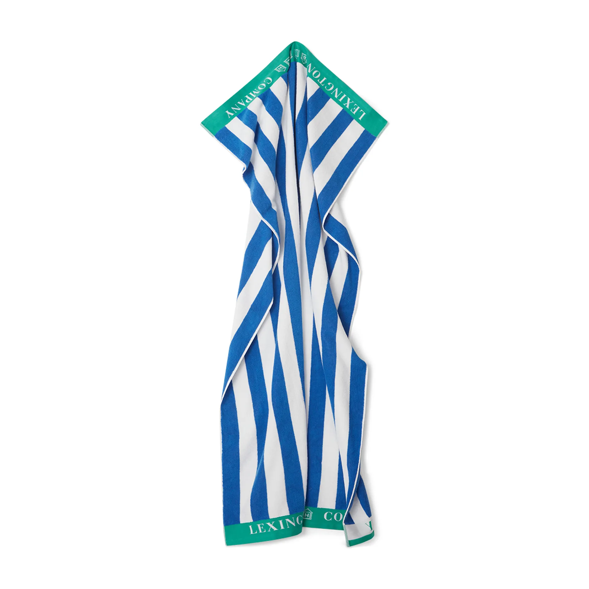 Striped Cotton Terry beach towel 100x180 cm, Blue-white-green Lexington