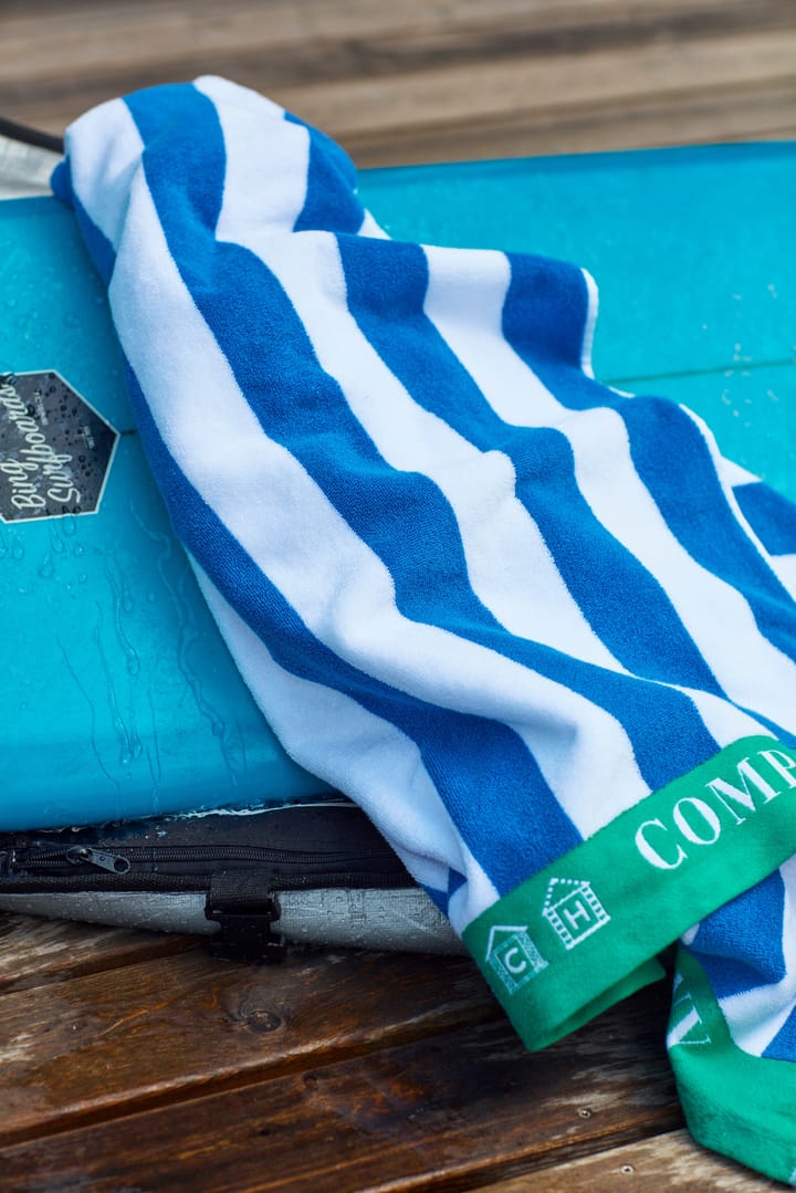 Striped Cotton Terry beach towel 100x180 cm, Blue-white-green Lexington