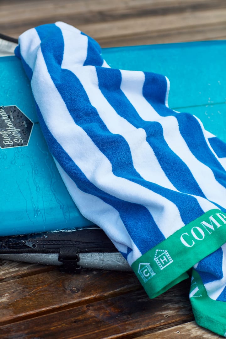 Striped Cotton Terry beach towel 100x180 cm - Blue-white-green - Lexington