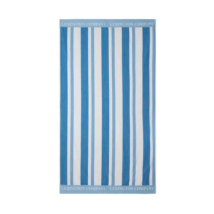 Striped Cotton Terry beach towel 100x180 cm - Blue - Lexington