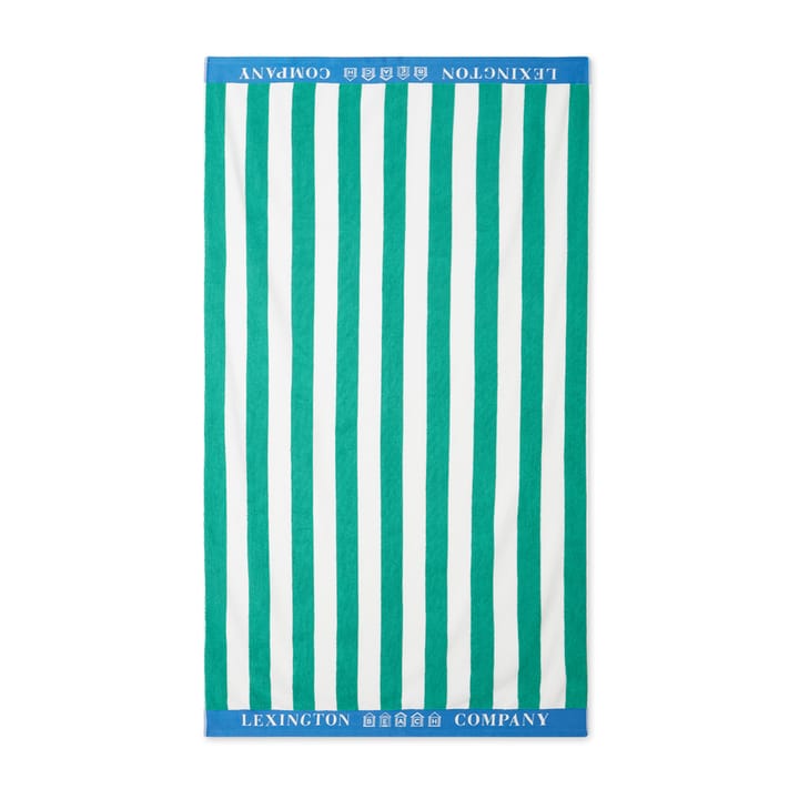 Striped Cotton Terry beach towel 100x180 cm - Green-blue-white - Lexington