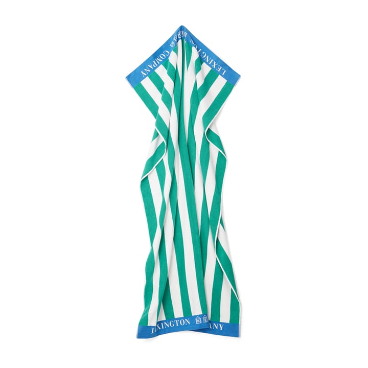 Striped Cotton Terry beach towel 100x180 cm, Green-blue-white Lexington