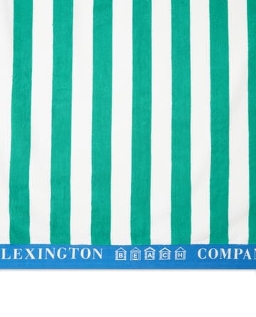 Striped Cotton Terry beach towel 100x180 cm - Green-blue-white - Lexington