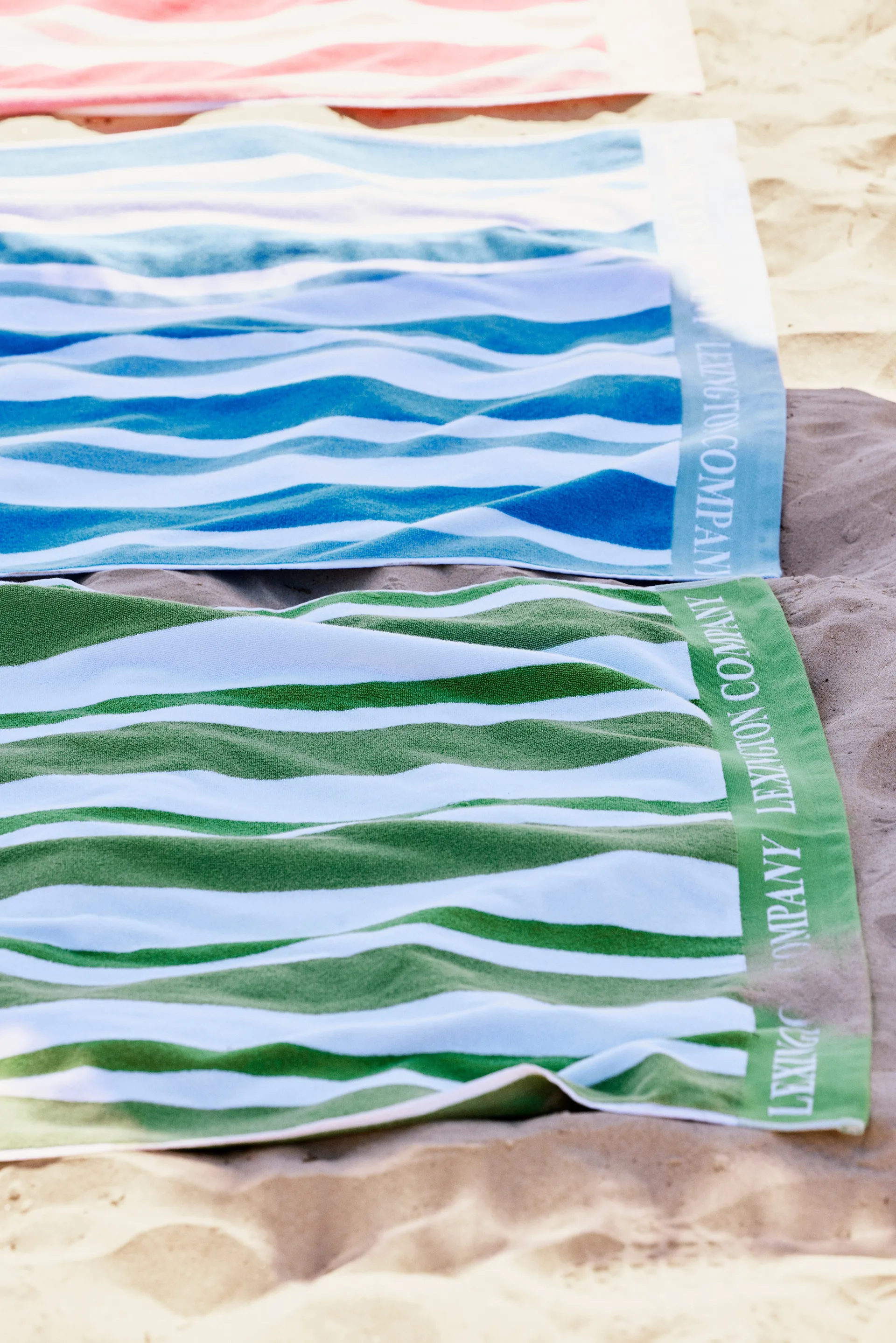 Striped Cotton Terry beach towel 100x180 cm, Green Lexington