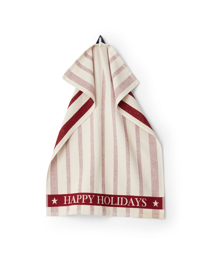 Striped Cotton Terry jacquard tea towel 50x70 cm - Beige-red - Lexington