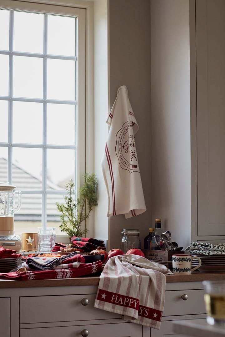Striped Cotton Terry jacquard tea towel 50x70 cm, Beige-red Lexington