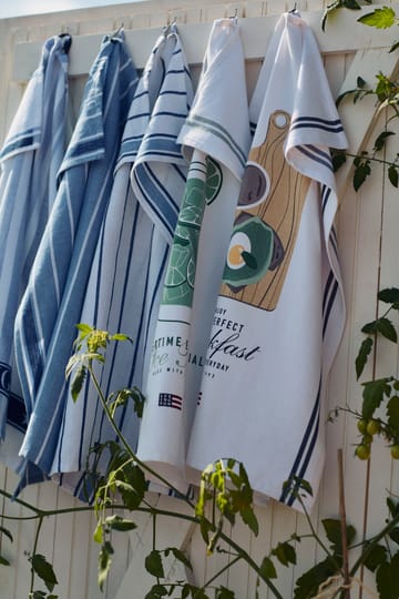 Striped Cotton Terry kitchen towel 50x70 cm - White-blue - Lexington