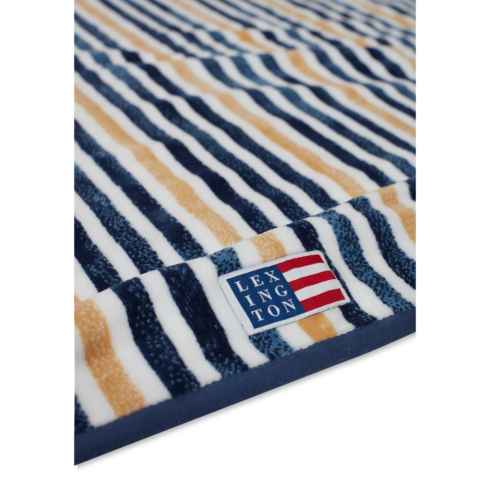 Striped Cotton Velour bath towel 100x180 cm, Blue-white-oat Lexington