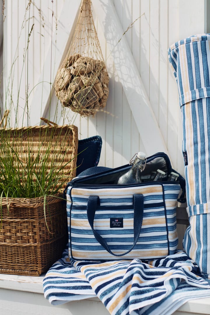 Striped Cotton Velour bath towel 100x180 cm, Blue-white-oat Lexington