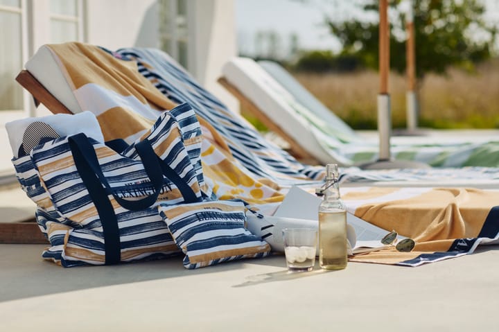 Striped Cotton Velour bath towel 100x180 cm, Blue-white-oat Lexington